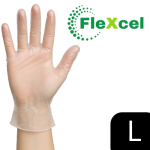 FleXcel Clear Vinyl Gloves Large