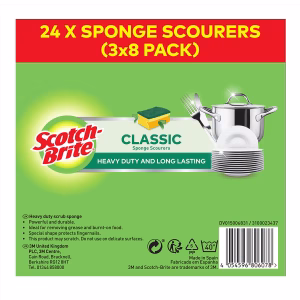 Scotch-Brite Classic Sponge Scourer 24 Pack – heavy-duty cleaning sponges